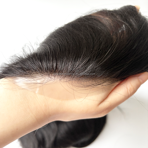 Topper invisibile da <span class=keywords><strong>donna</strong></span> per attaccatura capelli ritirata, 13 pollici, all'ingrosso, con base in PU invisibile, applicabile con colla, per fronte diradato - Product Image 3