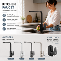 Robinet de cuisine de luxe moderne en alliage de zinc, monocommande, avec cartouche céramique, noir mat, mitigeur chaud/froid, à poser sur plan