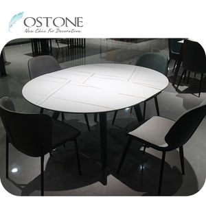 <span class=keywords><strong>Set</strong></span> tavolo da pranzo estensibile in pietra sinterizzata bianca salvaspazio per mobili da cucina - Product Image 3