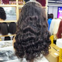 Peluca de Cabello Humano Virgen Vietnamita 100% Natural, 24 Pulgadas, Grado 12A, Ondas Oceánicas, Encaje Transparente, 250% de Densidad