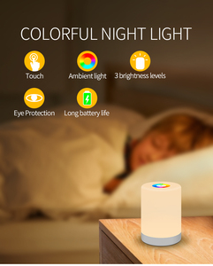 Luce notturna ricaricabile del bambino portatile insonne oscurante lampada da scuola materna cambia colore LED Touch lampada per bambini - Product Image 6