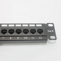 Panel de Conexiones Compacto de 10 Pulgadas y 12 Puertos 1U - Mini Panel de Cableado de Red UTP CAT5/CAT6