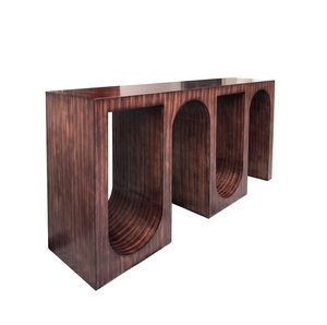 Handcrafted Luxury Dark Walnut Grain Wood Arch <b>Console</b> <b>Table</b> Contemporary Architectural Design for Villa Wholesale From Vietnam - Product Image 1