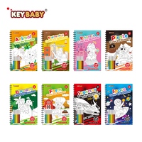 Livre de coloriage pour enfants à spirales avec couverture souple Keybaby, 5 motifs d'animaux colorés, simples et amusants pour la relaxation