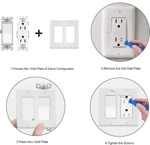 Wall Plates Kit Home Electrical Outlet Cover 1-Gang Standard Size GFCI Receptacle Faceplates Covers