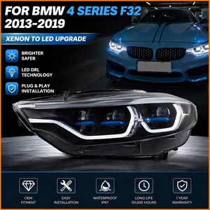 Para <span class=keywords><strong>BMW</strong></span> F32 F36 Serie 4 M4 2013-2019 Faro LED Estilo M3 Competition Doble Proyector con Escaneo de Encendido y Marco Azul Plateado - Product Image 2
