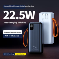 Batterie externe portable grande capacité en promotion avec 4 sorties USB Type-C, 30000/50000 mAh, double câble de charge, écran LCD et cordon