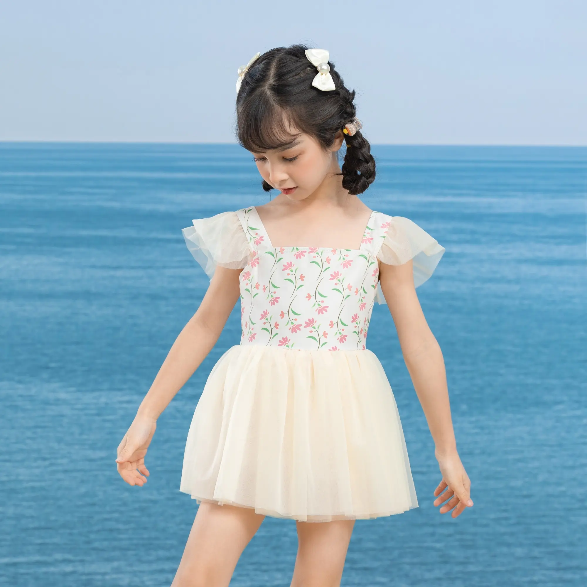 Costume da bagno floreale per bambini 2024 alta qualità con gonna costumi da bagno per le ragazze bambino bambino bambino beachwear un pezzo OEM custom