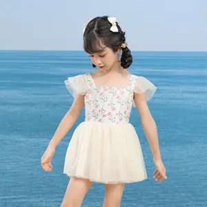 Floral Kids Swimsuit 2024 High Quality With Skirt Swimwear For Girls Baby Toddler Children Beachwear 1 Piece OEM Custom
