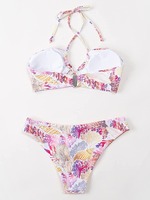 Bikini con estampado floral para chica joven, traje de baño sexy a la moda, color rojo, 2022