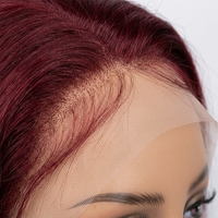 Perruque Lace Frontale HD Transparente 13x4, 20 Pouces, Cheveux Humains 100% Naturels, Ondulée 99J, Sans Colle, Pré-Pluckée, pour Femmes