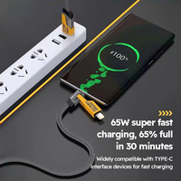 SDL 1M 2M 1.5M Nouveau Style Mech Blade 4 en 1 Charge Rapide 2 à 2 PD 27W Câble de Charge Double Type-c 65W Câble de Données Tressé en Tissu