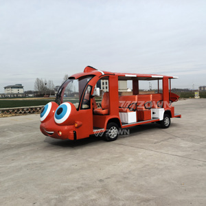Autobús Turístico Eléctrico con Diseño de Pez de Ojos Grandes Rojo de Dibujos Animados, Vehículo de Transporte de Pasajeros para Parques Temáticos - Product Image 4