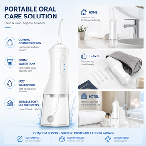 Irrigador Bucal Portátil Recargable Tipo-C de 300 ml de Gran Capacidad con 4 Boquillas y Resistencia al Agua IPX7 para el Cuidado Diario de los Dientes y Encías - Product Image 2