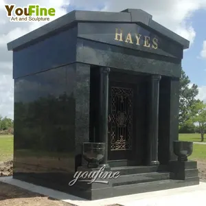 Natural Stone Black Marble Cemetery Mausoleum Designs