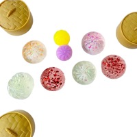 Jouet à presser Kawaii en forme de boule de cristal, en caoutchouc à rebond lent, anti-stress, sensoriel, rempli de paillettes, en forme de Baozi vapeur, pour adolescents