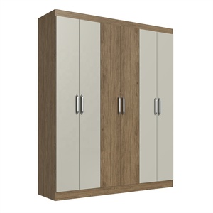Armoire de style moderne ESSENTIAL 6 portes 2 tiroirs Meuble de chambre en aggloméré couleur bois/cristal Design brésilien Céramique - Product Image 1