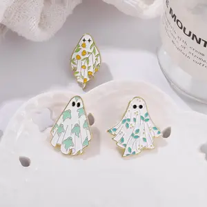 Cheap Rts Pin Halloween Cute Maple Leaf Ghost Series Metal Hard Enamel Pin For Festive Clothing Accessories