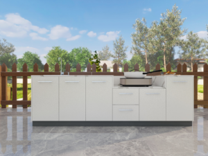 BAINENG الخشب الحبوب الفاخرة وحدات حِرفية المطابخ أثاث تصاميم المطبخ الحديثة الفولاذ المقاوم للصدأ مطبخ في الهواء الطلق مجلس الوزراء - Product Image 3