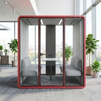 Cabine insonorisée mobile pour quatre personnes, cabine acoustique pour réunions, cabine silencieuse pour entreprise de coworking, bureau
