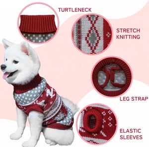 <span class=keywords><strong>Prix</strong></span> d'usine – Nouveau pull pour chien à col roulé, motif cerf, tricoté, chaud, doux et respirant, idéal pour l'hiver et les fêtes de Noël - Product Image 2