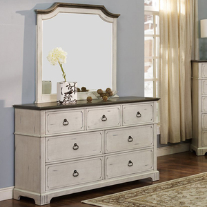 5-Drawer & Ring Pull Bedroom <b>Storage</b> Cabinet Farmhouse Two-Tone <b>Chest</b> - Product Image 3