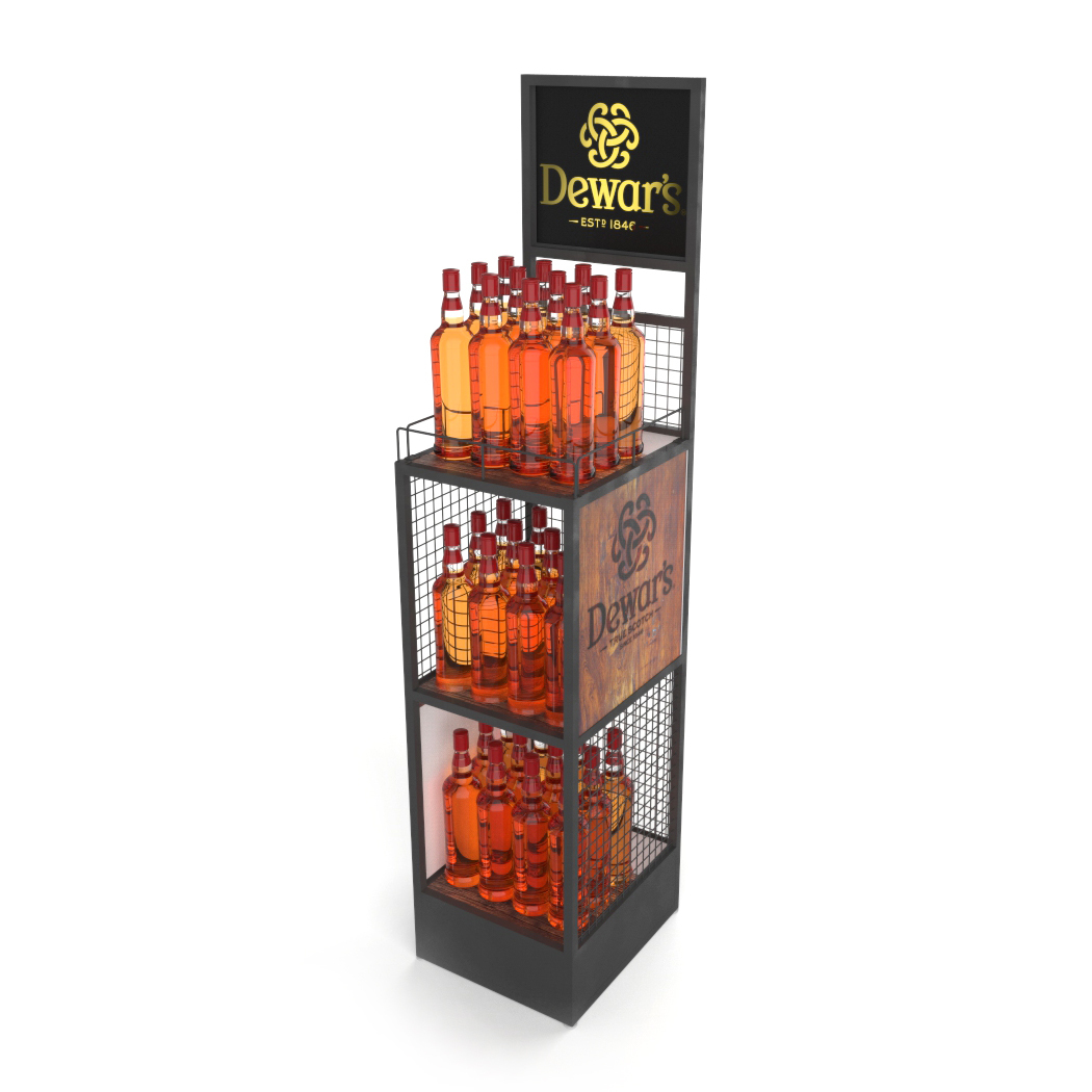 Hot Selling Supermarket Double-side Wine Bottle Display Rack Floor Wine Display Stand With Custom Logo — view 6