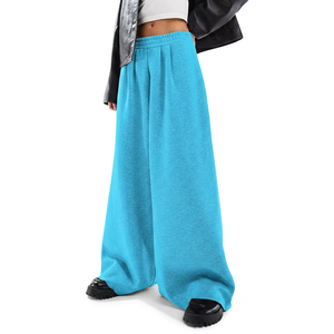 Pantalon de survêtement personnalisé pour femme, coupe large, taille haute élastique, en molleton, style streetwear, idéal pour l'été, OEM ODM - Product Image 1