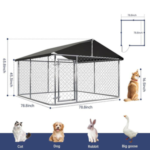 Chenil pour animaux avec preuve/serrure 79x79 "Chaîne à maillons Clôture pour chien Enclos extérieur pour chien Chaîne en treillis métallique Grande <span class=keywords><strong>cage</strong></span> pour chien - Product Image 2