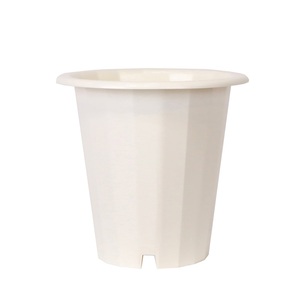 Pot de fleurs rond en plastique de 12 L, couleur ivoire, pour plantes d'intérieur et d'extérieur, pot de fleurs moderne pour jardin, balcon, terrasse, Glory - Product Image 3