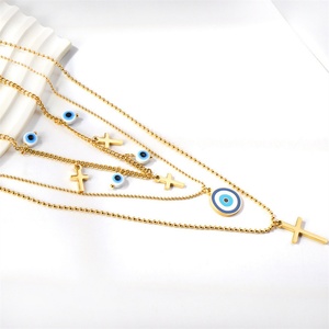 Wholesale Charms Jewelry 18k Gold Plated Stainless Steel Demon Eye Pendant <b>Necklaces</b> Women - Product Image 4