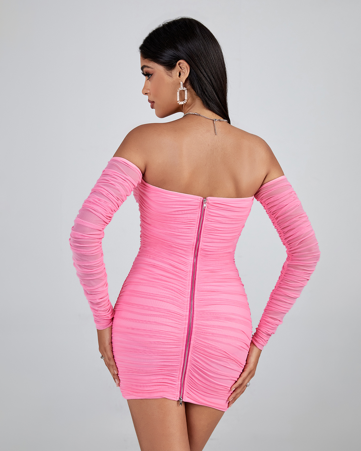long sleeve mother of bride dresses A-Line Blushing Pink 3/4 Sleeves Mother of The Bride Dresses