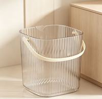 Poubelle de compostage transparente à rayures verticales pour cuisine avec couvercle filtrant, poignée portable, seau à déchets alimentaires de luxe léger pour les restes à la maison