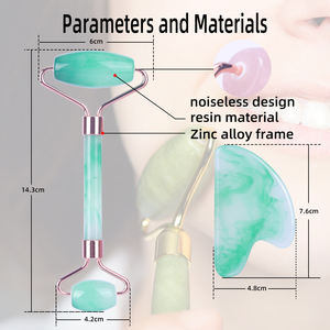 Premium reçine yeşim rulo pembe/yeşil özel Logo anti-kırışıklık Gua Sha masaj aleti - Product Image 3
