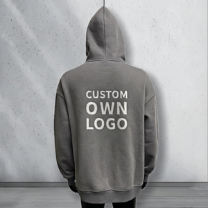 Sudaderas con capucha de algodón 100% personalizadas Sudaderas con capucha de gran tamaño de lana gruesa en blanco Sudaderas con capucha con logotipo estampado para hombres - Product Image 2