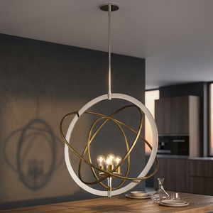 AK Brass Metal 4 Light Hanging Pendant Light en níquel y pieza estándar con acabado de latón para la decoración del hogar y el restaurante - Product Image 1