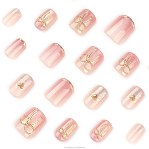 Juego de 24 <span class=keywords><strong>Uñas</strong></span> Postizas Acrílicas 3D en Forma de Almendra Corta, <span class=keywords><strong>Uñas</strong></span> Artificiales - Product Image 4