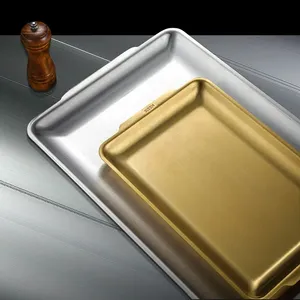 תבנית ברביקיו מלבנית מנירוסטה בצבע זהב וכסף, תבנית אפייה נון-סטיק ללחם - Product Image 3