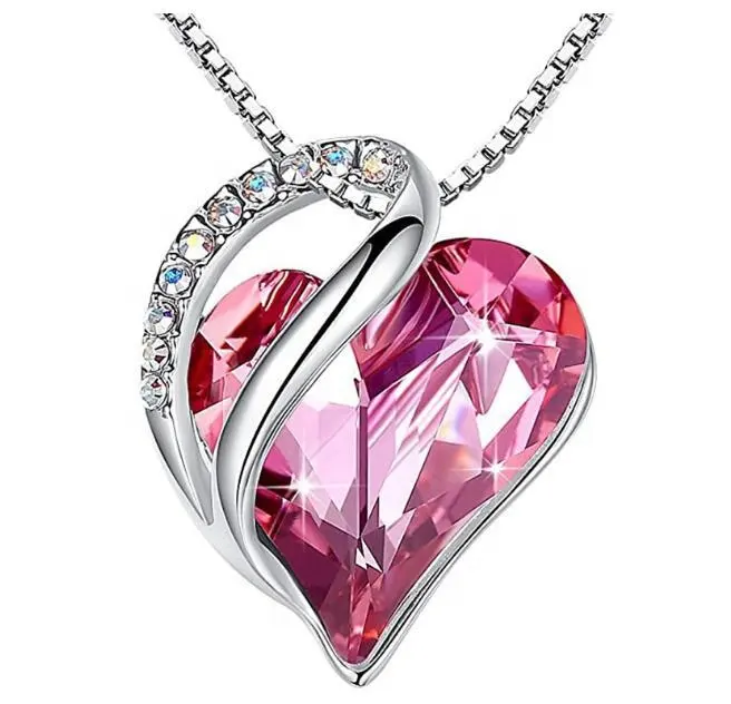 Collar con colgante de corazón de cristal, gargantilla de corazón de cristal en 12 colores, estilo Simple de Amazon