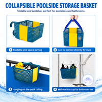 Panier de rangement rectangulaire en plastique pliable pour piscine, avec crochets pour jouets et accessoires de piscine