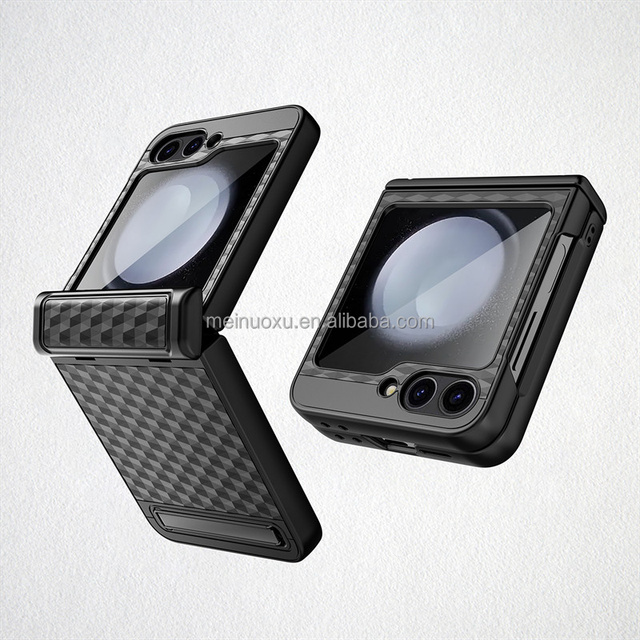 Luxury Matte Hinge Protection Stand Case for Samsung Galaxy Z Flip 7 FE 6 Shockproof Armor Cover with Small Screen Glass Film