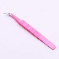 Pincettes à fibres roses gaufrées pour extensions de cils, haute précision, pour usages professionnels