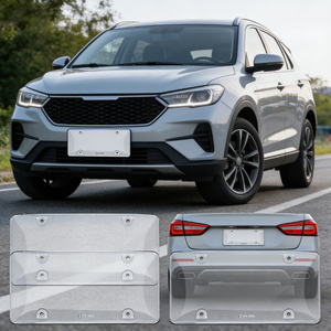 Lot de 2 caches-plaques <span class=keywords><strong>d</strong></span>'<span class=keywords><strong>immatriculation</strong></span> incurvés transparents/fumés pour voiture, conformes aux normes américaines - Product Image 1