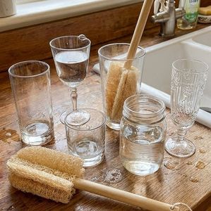 Hot Selling Vietnam Factory 4-Blade Cup and Glass Cleaning <b>Brush</b> Soft Safe Natural Loofah Sponge Non-Scratch Easy To Clean - Product Image 3