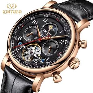 Reloj Mecánico para Hombre KINYUED, Automático, Tourbillon, Fase Lunar, Correa de Cuero, Lujoso, Cristal Mineral Endurecido, Venta al Por Mayor - Product Image 2
