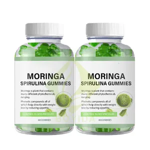 Özel etiket bağışıklık destek Booster enerji Moringa buğday çimi kelp karışımı Hawaiian Chlorella Spirulina Gummies