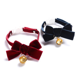 Noël velours noeud papillon Anti suffocation boucle chat chien collier <span class=keywords><strong>cravate</strong></span> cloche accessoires mode animal décoration noeud papillon - Product Image 1
