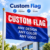 Drapeau personnalisé en polyester 3x5 pieds avec logo personnalisé, impression numérique, bannière publicitaire extérieure pour la promotion des entreprises, événements sportifs