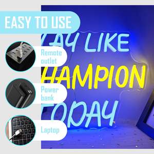 Juega como un campeón hoy Letrero de neón Fútbol universitario Letrero de neón Led Dimmabl Deporte Letrero de luz de neón Fútbol - Product Image 4