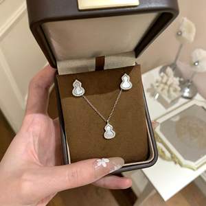 Pendientes de Calabaza de Plata de Ley S925, Estilo Vintage, Nueva Alegoría China, Incrustados con Fritillaria Blanca Natural, Artesanía Clásica - Product Image 2